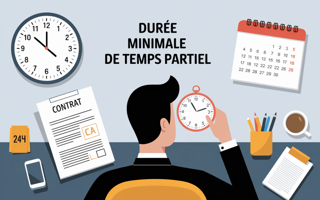 Bureau professionnel avec horloge 24h et contrat de travail