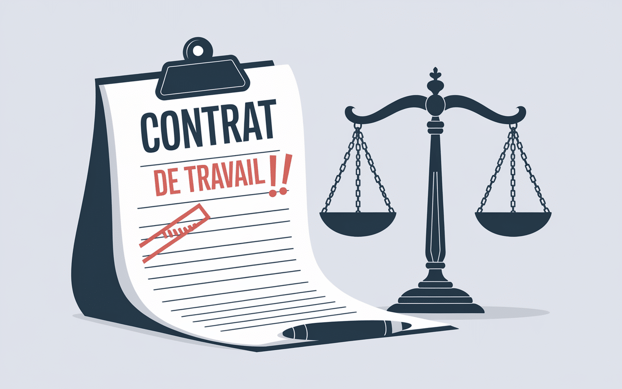 Contrat de travail avec clauses surlignées.