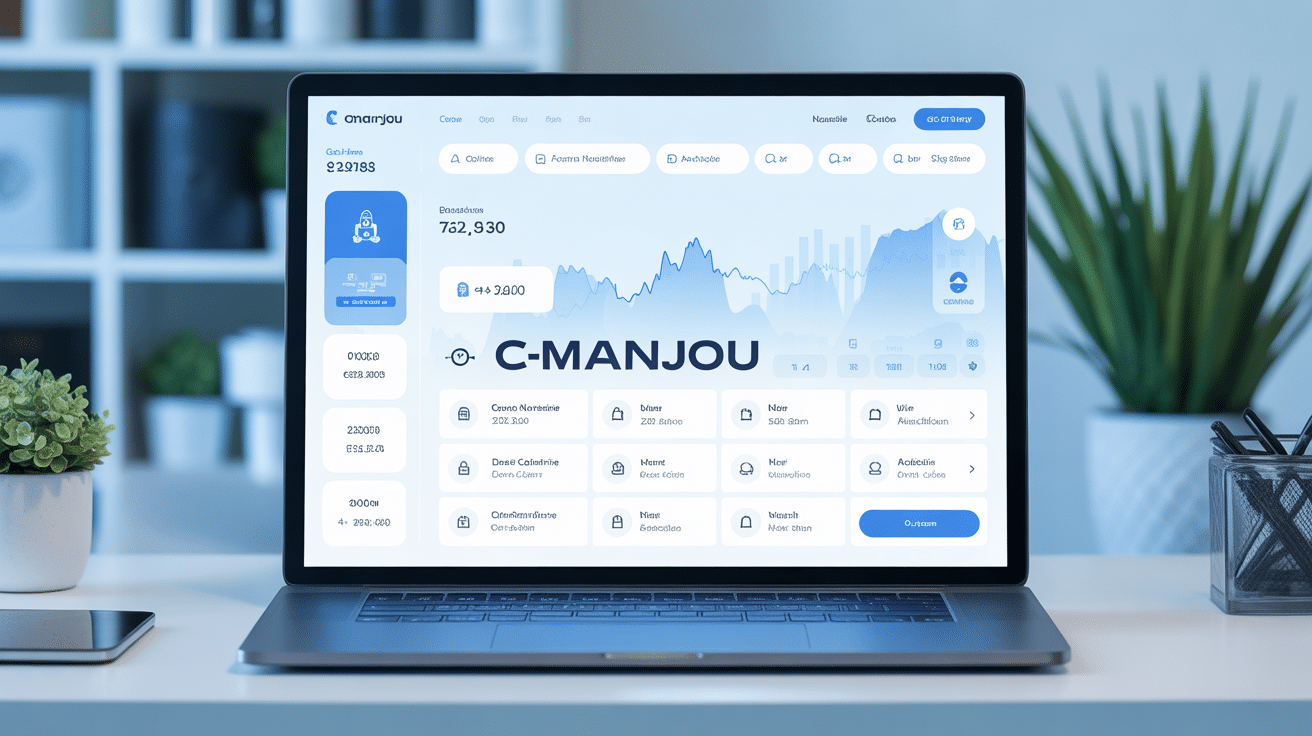 Interface banque en ligne CMANJOU avec graphiques