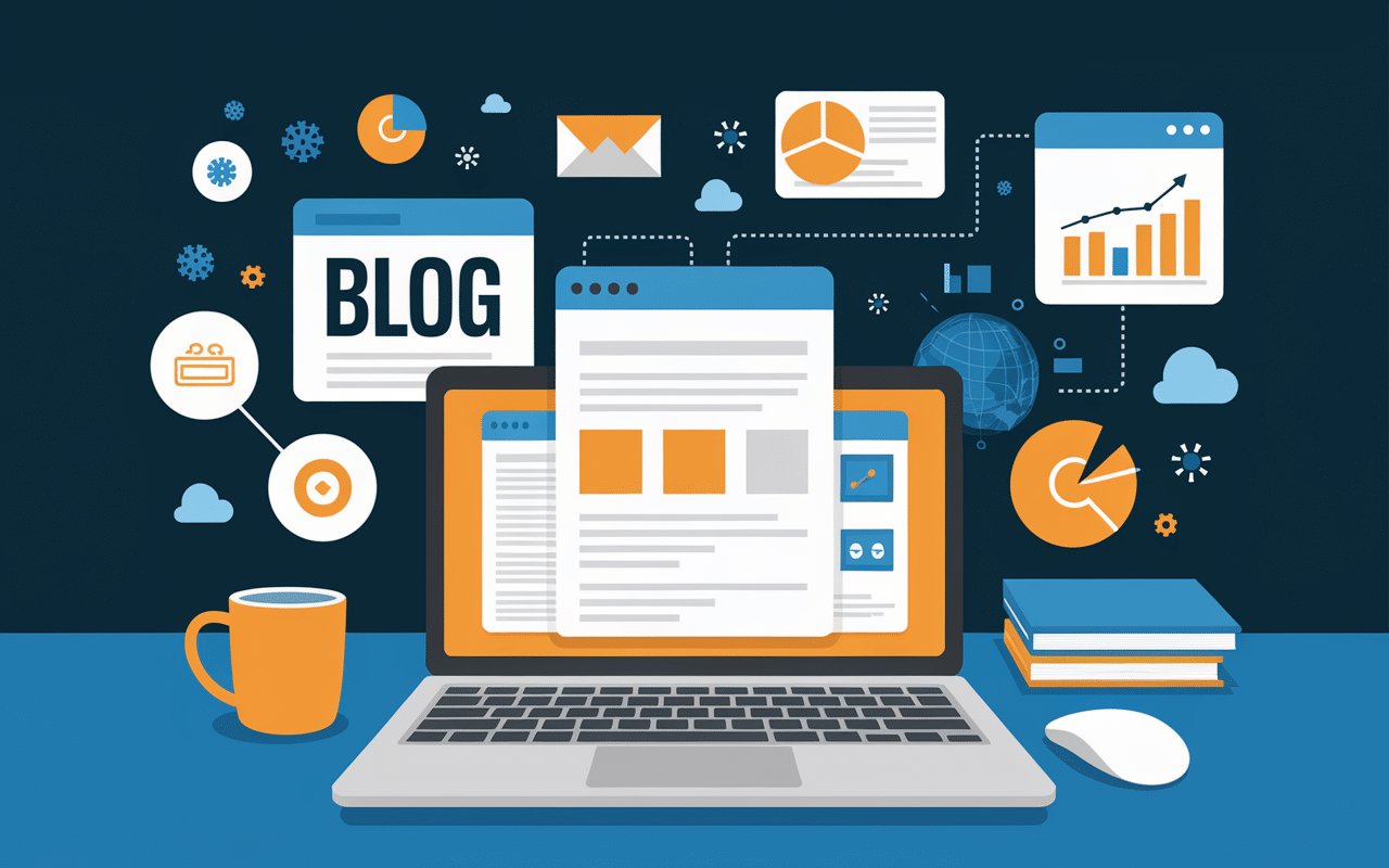 Ordinateur portable avec articles de blog B2BToday