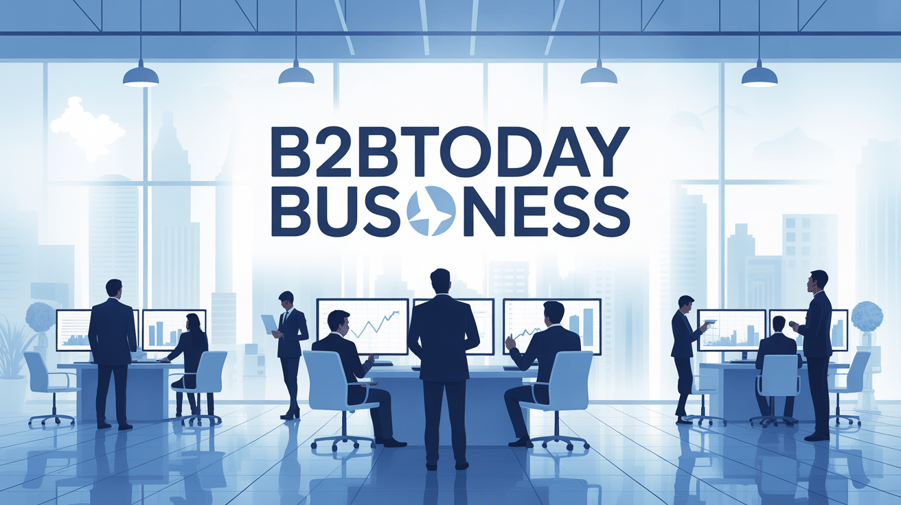 Silhouettes d'hommes d'affaires analysant des graphiques sur B2BToday