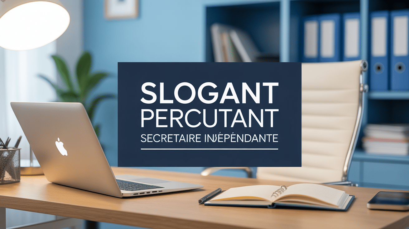 Bureau avec slogan secrétaire indépendante