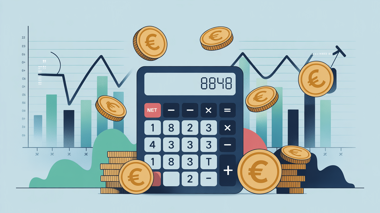 illustration calculatrice et graphiques 1844 brut en net