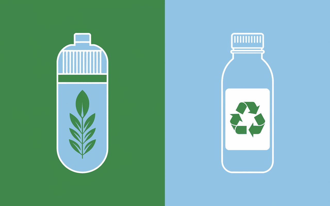 comparaison capsule d'eau comestible et bouteille plastique écologie