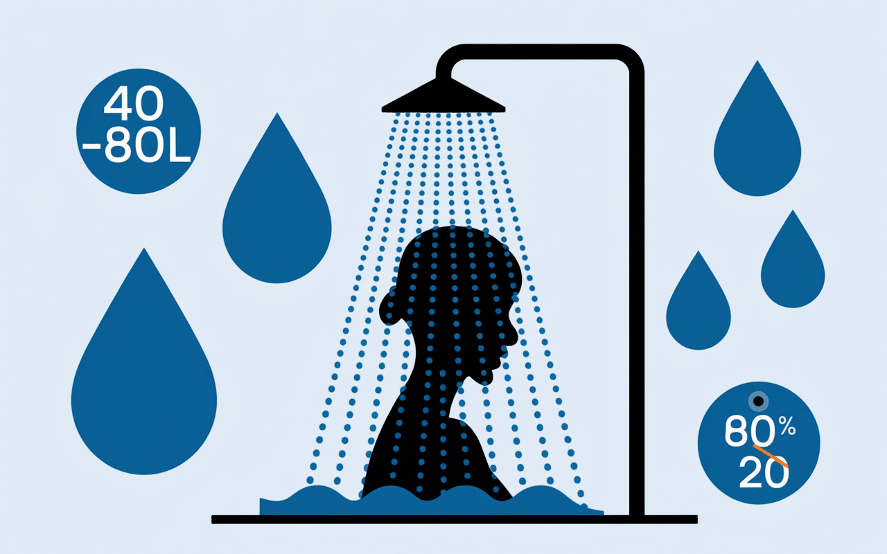 infographie combien de litres d'eau pour une douche consommation