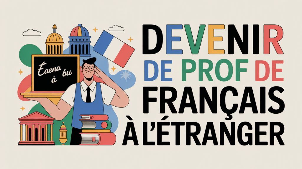 Devenir prof de français à l'étranger enseignant tableau et symboles pays