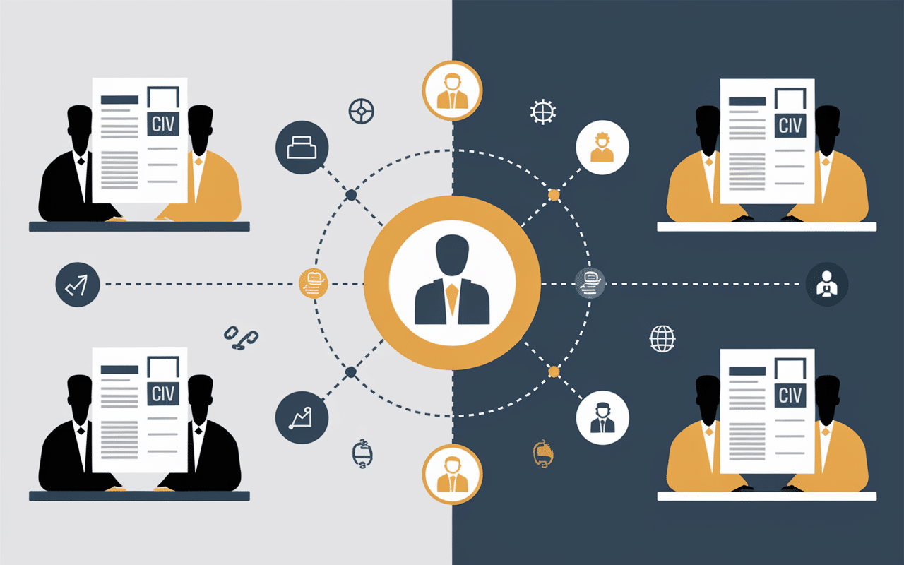 Emploirama split-screen candidats recruteurs connexion