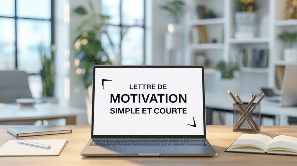 Lettre de motivation simple et courte sur bureau professionnel