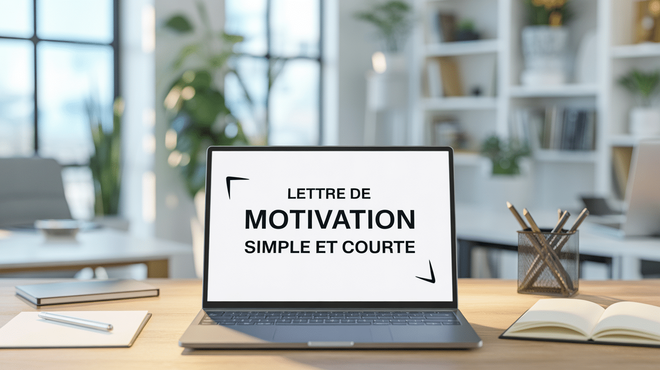 Lettre de motivation simple et courte sur bureau professionnel