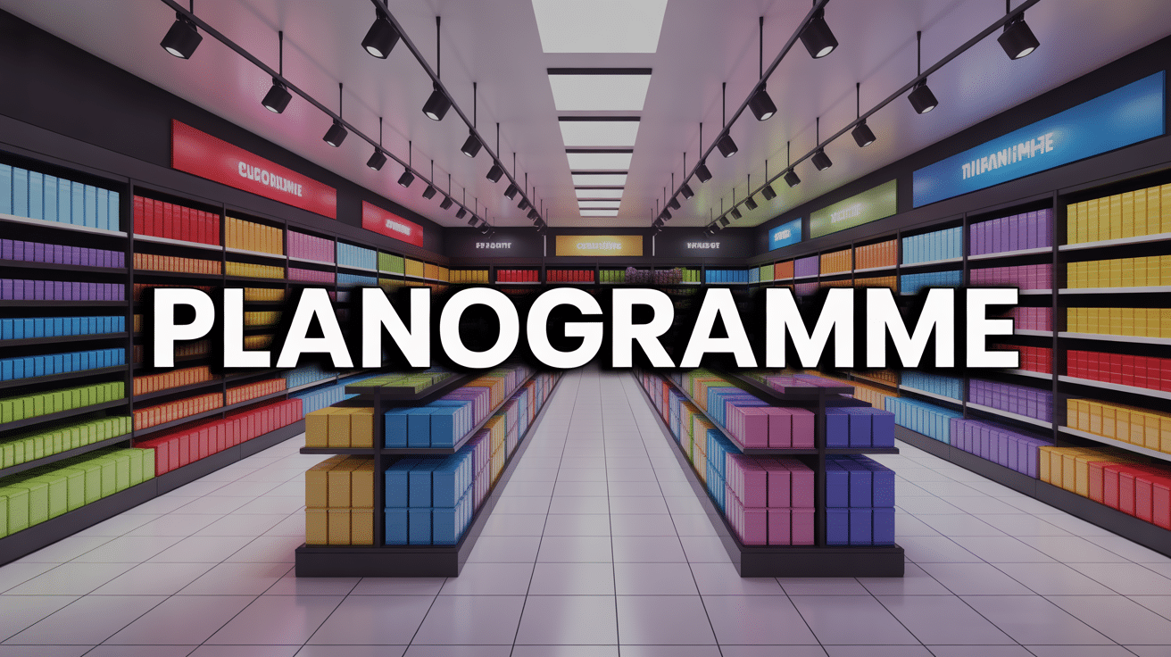 planogramme rayonnages organisés vue magasin