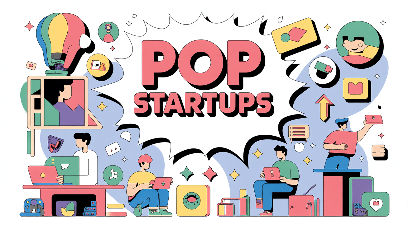 illustration pop startup entrepreneurs stylisés créativité