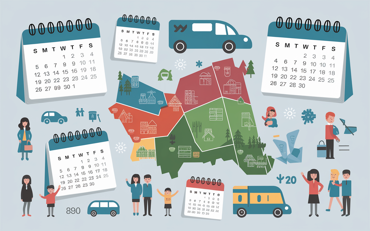 Vue régionale des calendriers vacances scolaires Allemagne