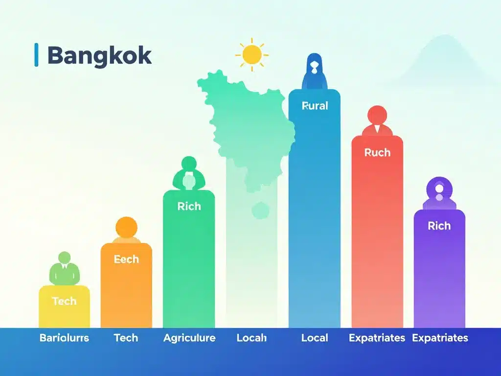 visualisation abstraite des variations de salaire moyen en thailande