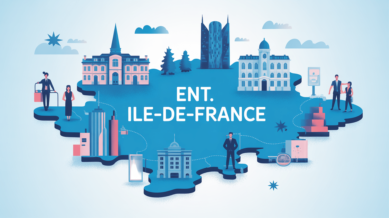 Réseau dynamique d'ent.ile de france sur carte région