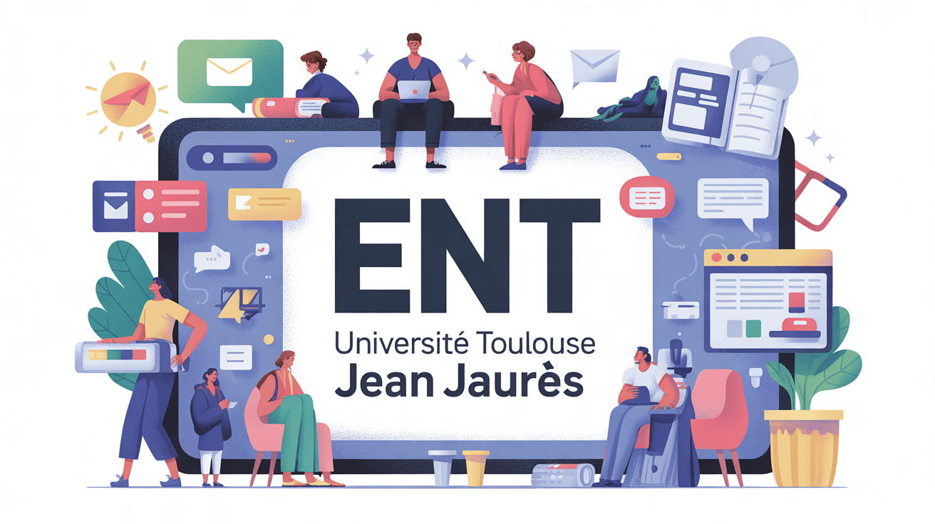 Illustration du portail ENT univ Jean Jaurès, outils et étudiants