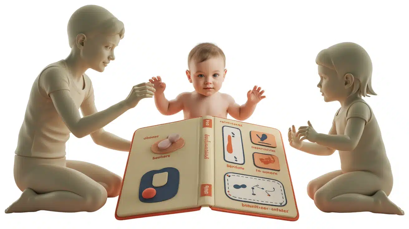 Livre sensoriel bébé en tissu avec textures et rubans