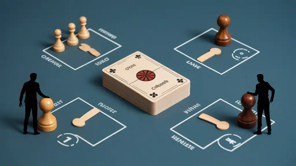 Illustration de la crapette, pile centrale de jeu à deux