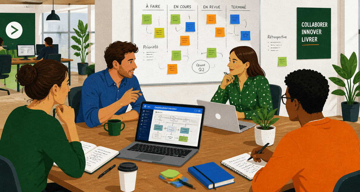 développement application métier collaborateurs autour ordinateur
