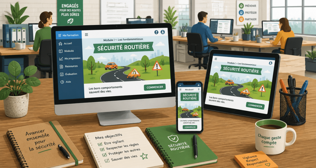 e learning sécurité routière sur écran ordinateur