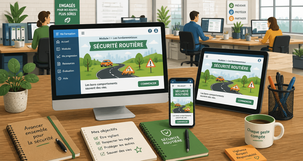 e learning sécurité routière sur écran ordinateur