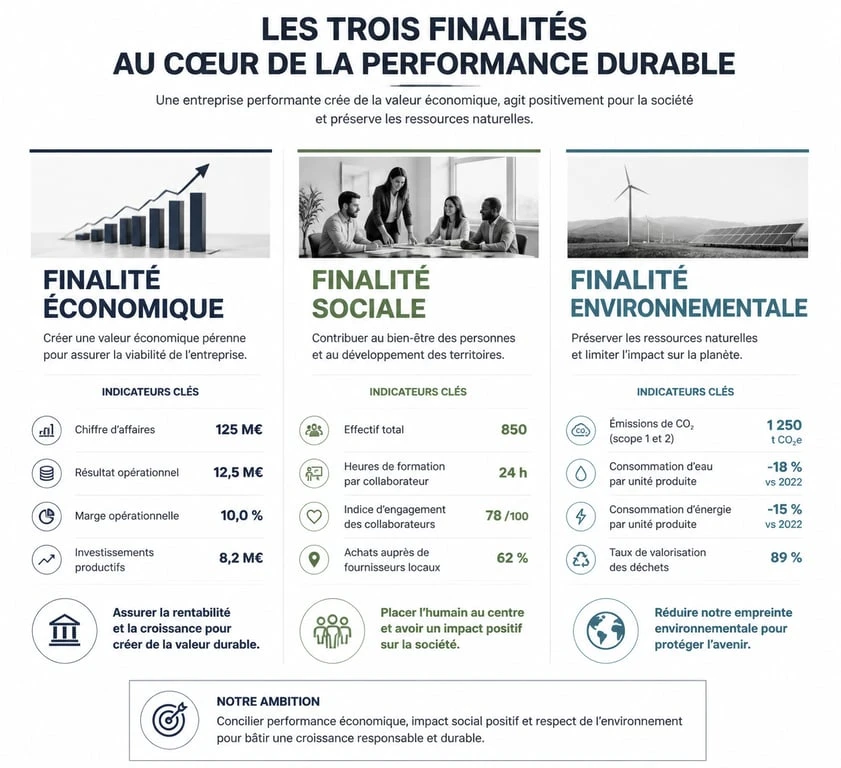 Comparatif des finalités d'entreprise : économique, sociale et environnementale