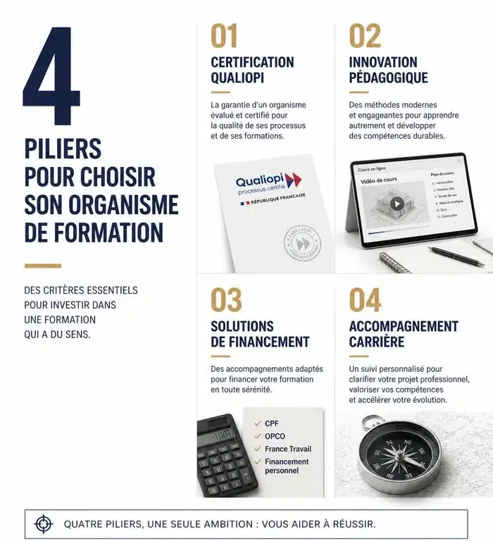 Infographie des critères de choix pour un organisme de formation professionnelle