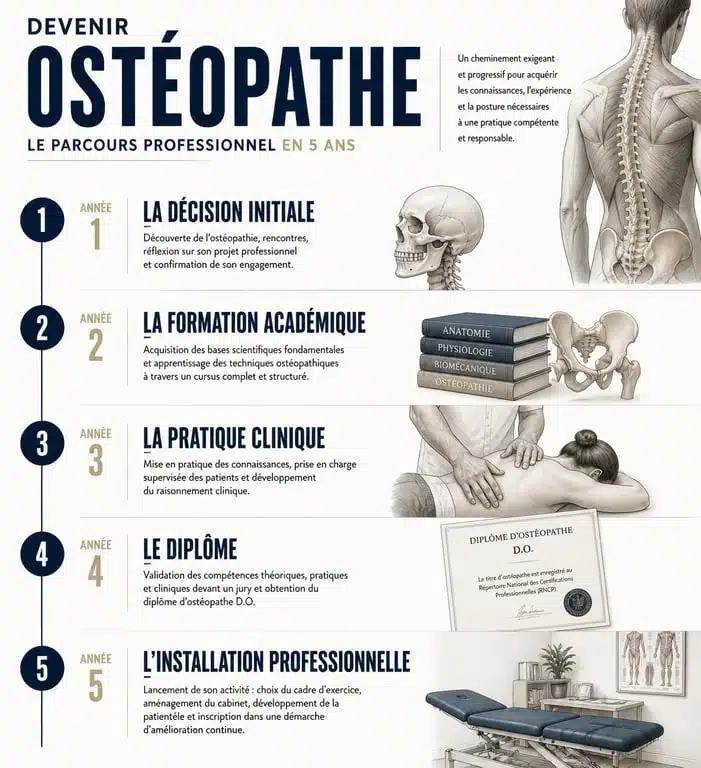 Étapes clés de la reconversion professionnelle vers le métier d'ostéopathe