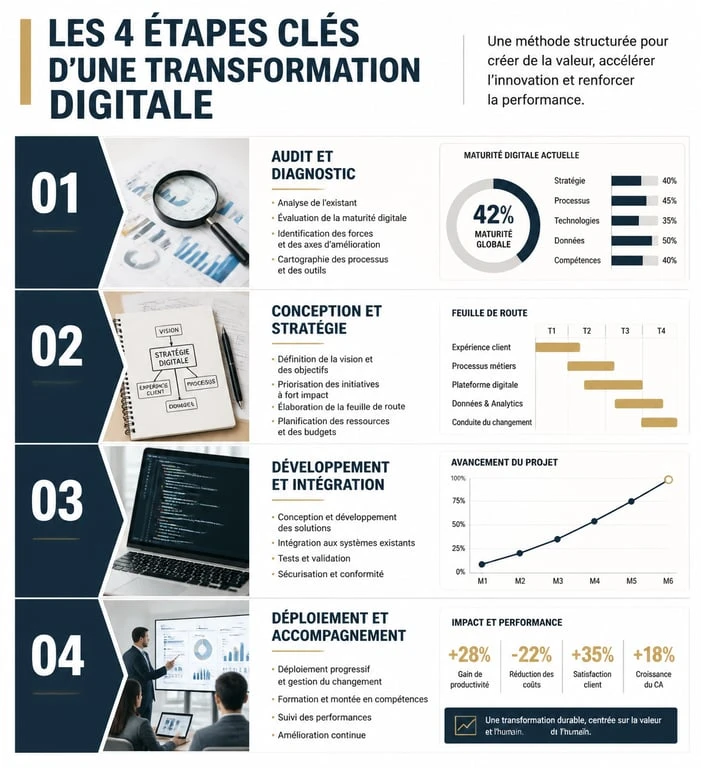Étapes clés d'une transformation digitale par une agence à Paris