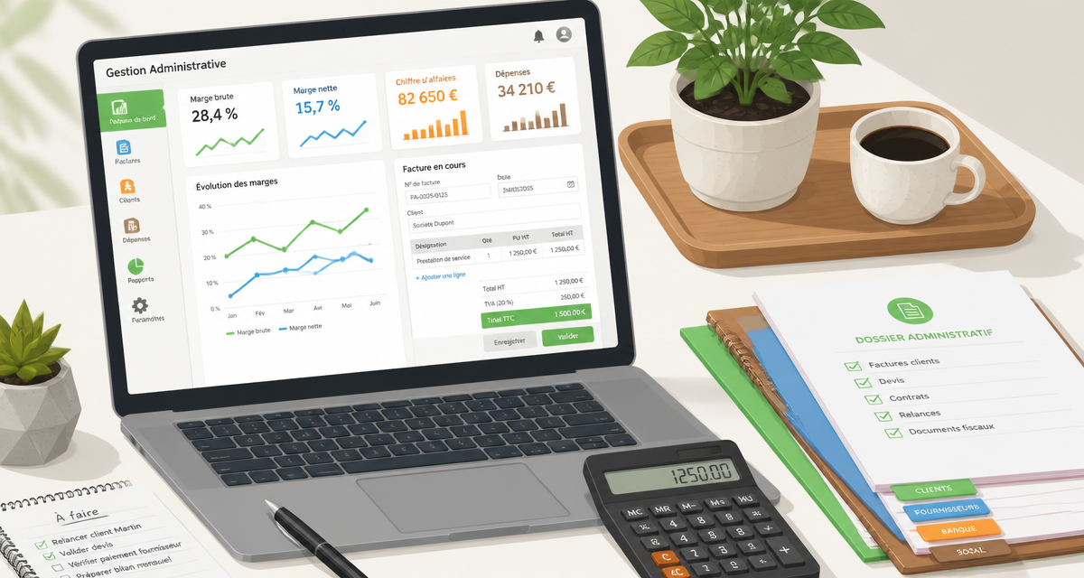 gestionae tableau de bord administratif sur ordinateur