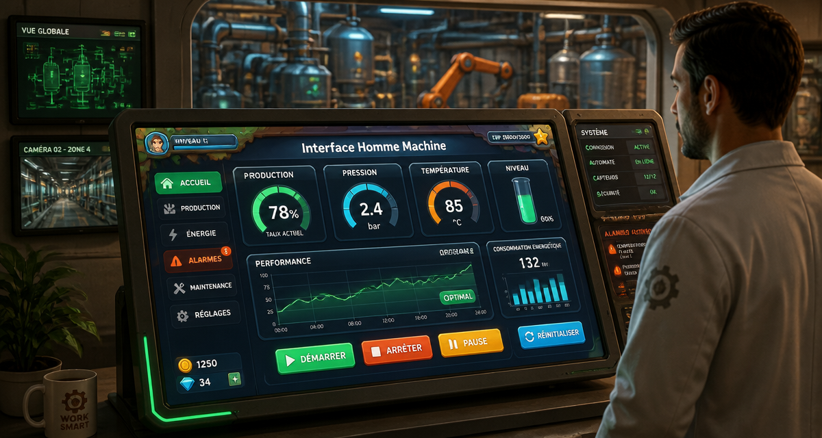 interface homme machine ihm sur pupitre tactile industriel
