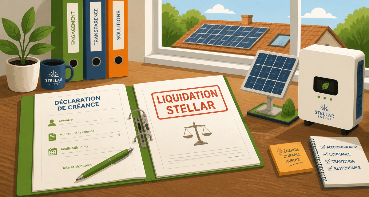 dossier créance liquidation stellar environnement panneaux solaires