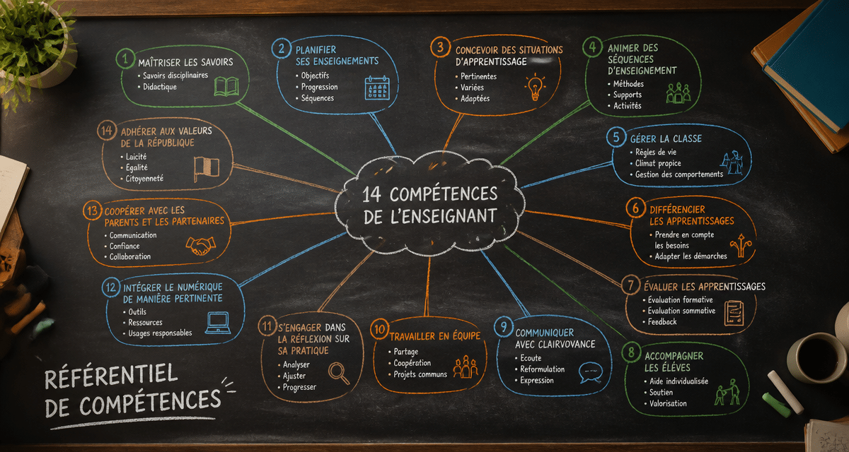 référentiel de compétences enseignant carte mentale tableau