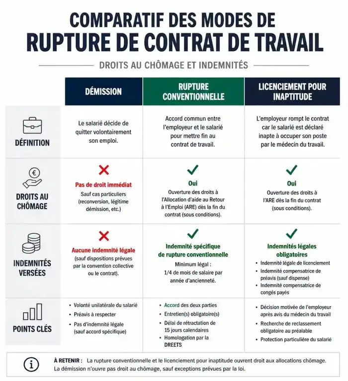 Comparatif des modes de rupture de contrat en cas de burn out