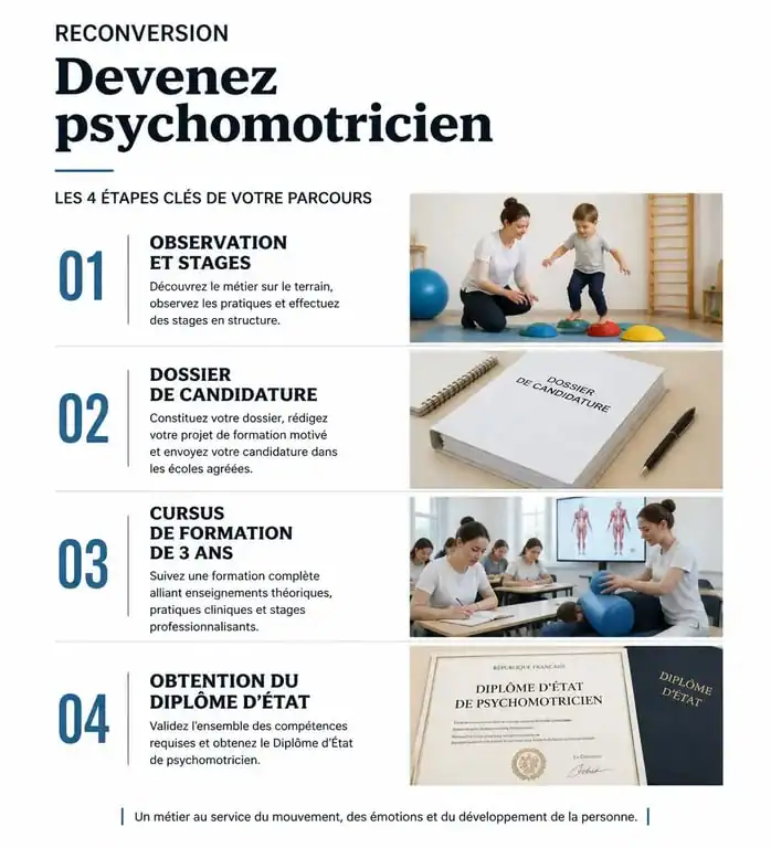 Étapes de la reconversion psychomotricien : du projet à l'obtention du diplôme d'État