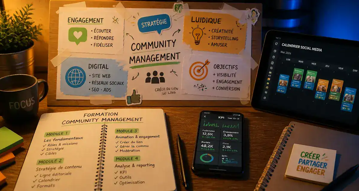 Formation community management : 4 piliers pour KPIs et posts