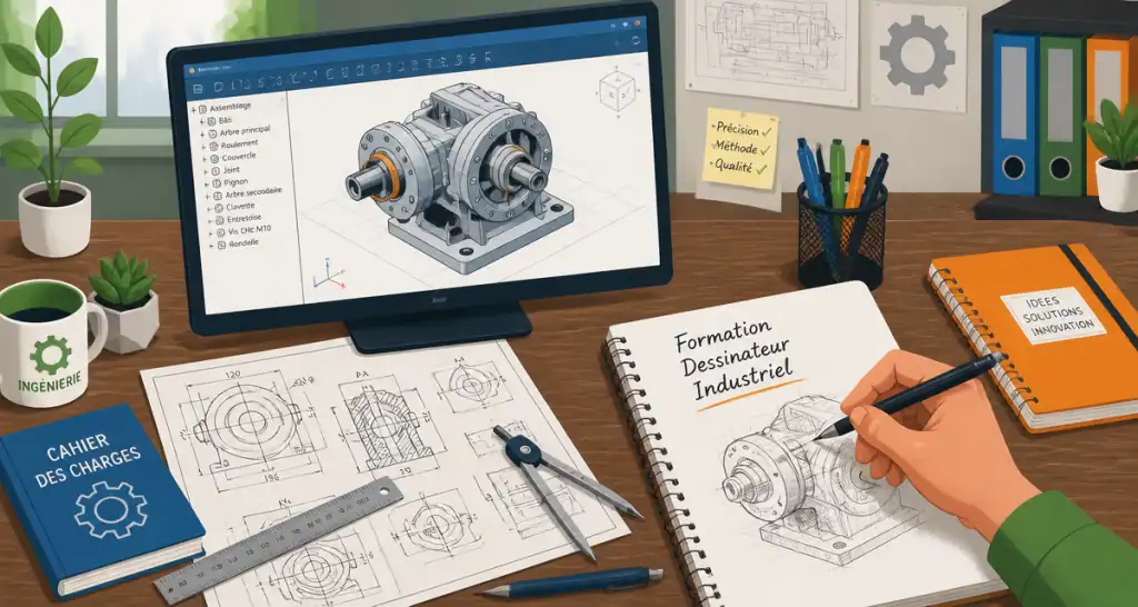 formation dessinateur industriel plan 3D bureau