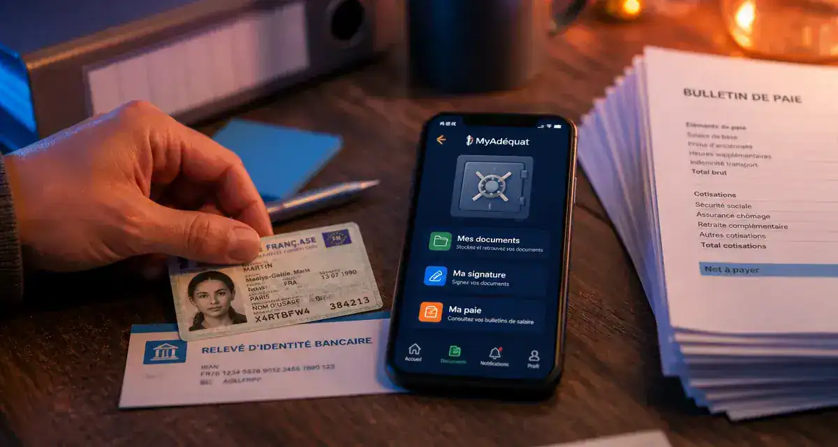 my adequat : carte d’identité et RIB avec interface coffre-fort pour documents