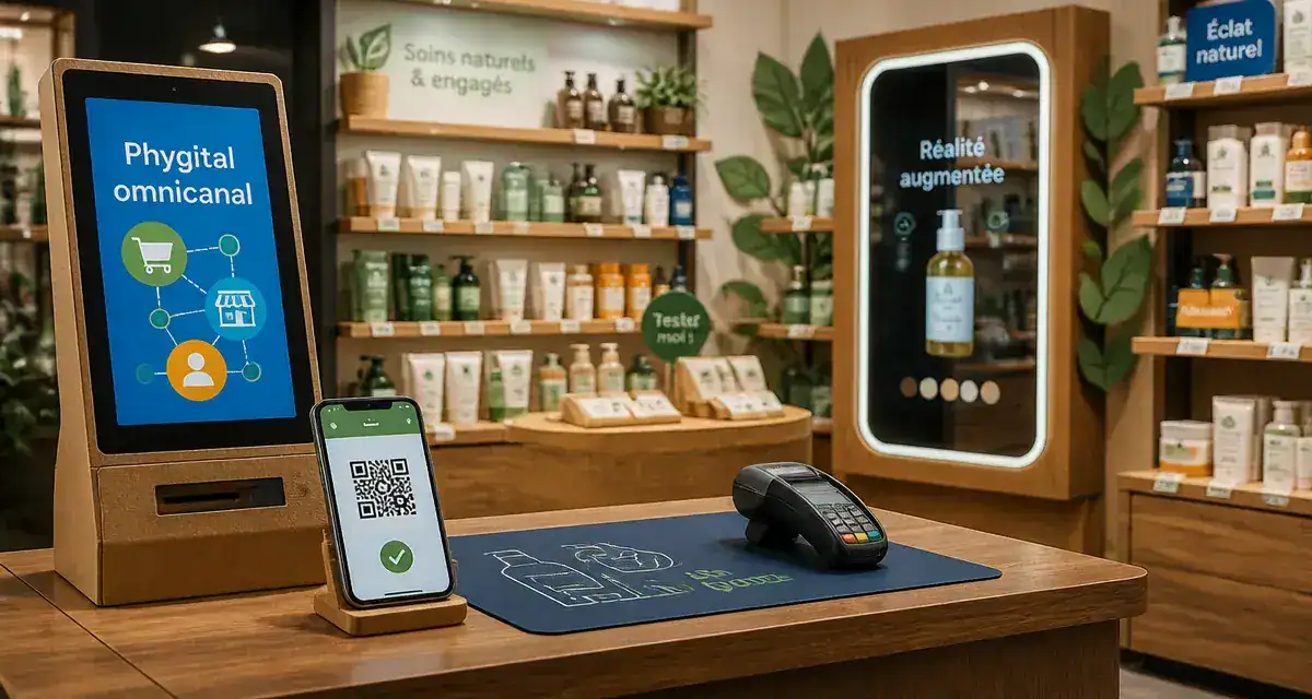 Phygitale définition : boutique phygital omnicanal, QR et borne tactile