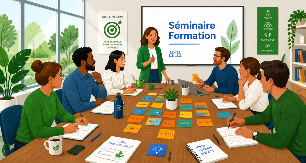 séminaire de formation équipe en salle lumineuse