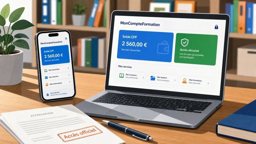 Connaître mon solde CPF : écran sécurisé site officiel et appli mobile