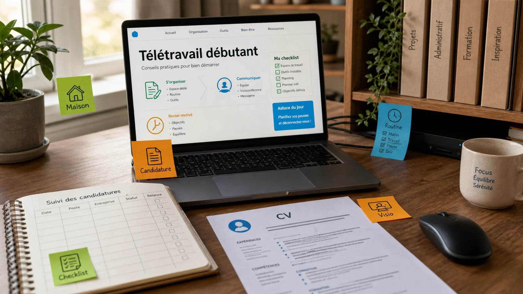 Emploi télétravail sans expérience : bureau à domicile pour débutant avec CV et suivi des candidatures