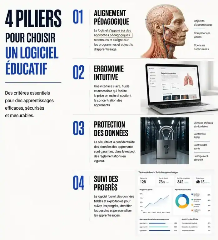 Infographie sur les critères de choix d'un logiciel éducatif pour enfants