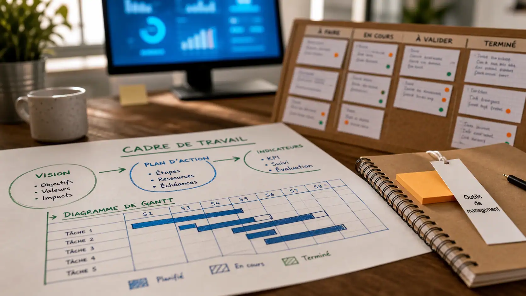 Outils de management : tableau Kanban, Gantt et suivi d’équipe