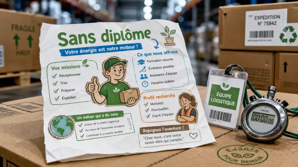 Travailler sans diplome : fiche recrutement en entrepôt, métiers de terrain