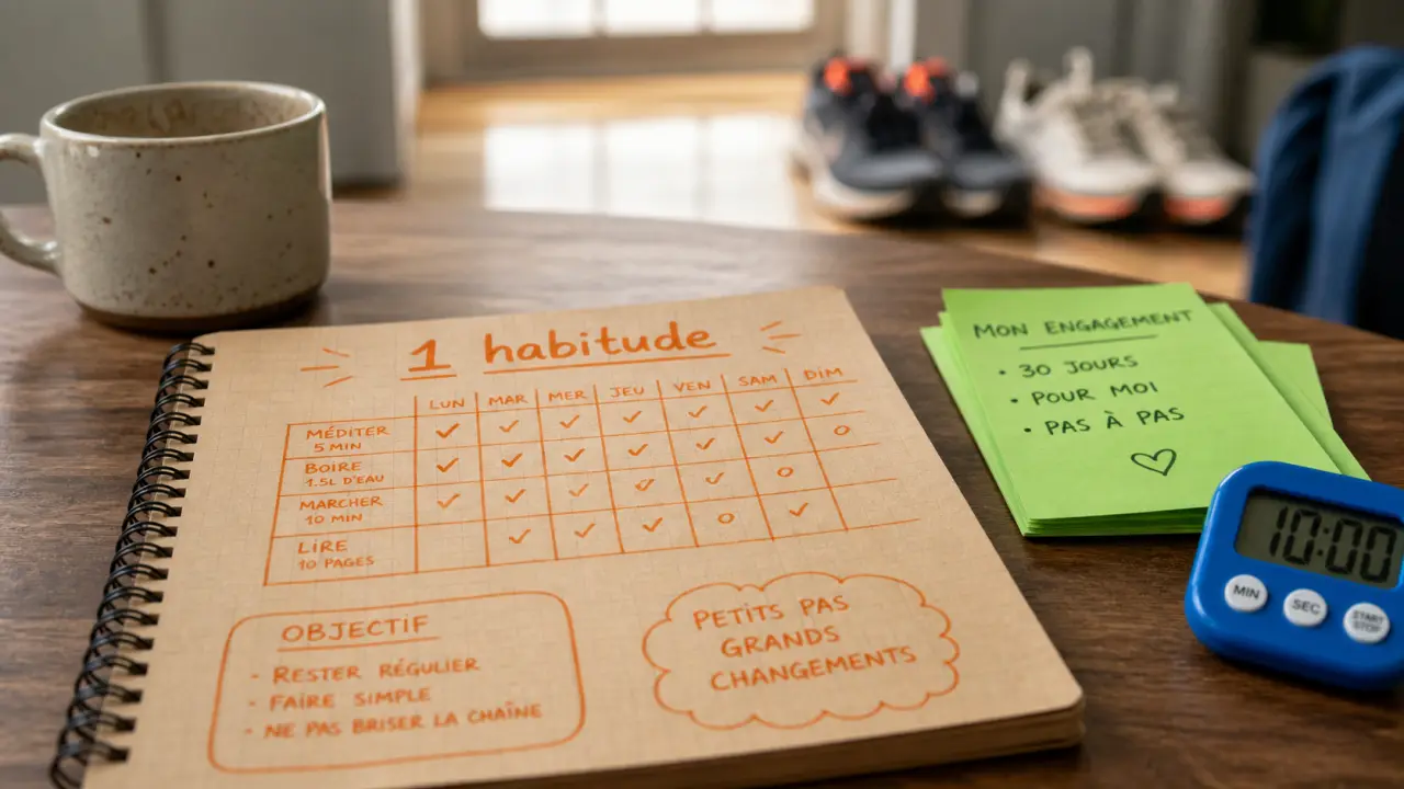 Changer ses habitudes en 66 jours, petits pas et plan d’urgence : carnet, post-it, minuteur