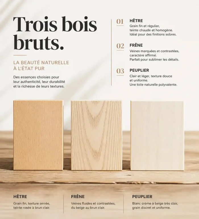Différentes essences de bois utilisées pour la fabrication de jeux de société en bois