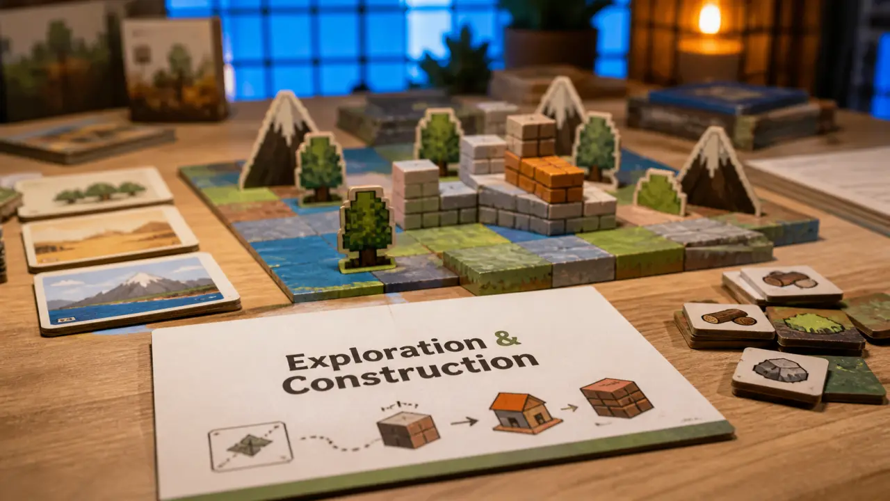Jeu de société Minecraft : plateau exploration et construction, combat en famille