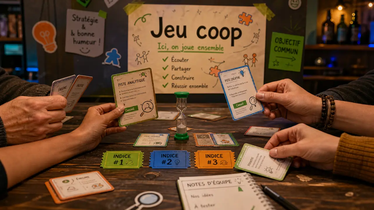 Jeux coopératifs pour adultes : enquête en duo, ambiance et jeu expert