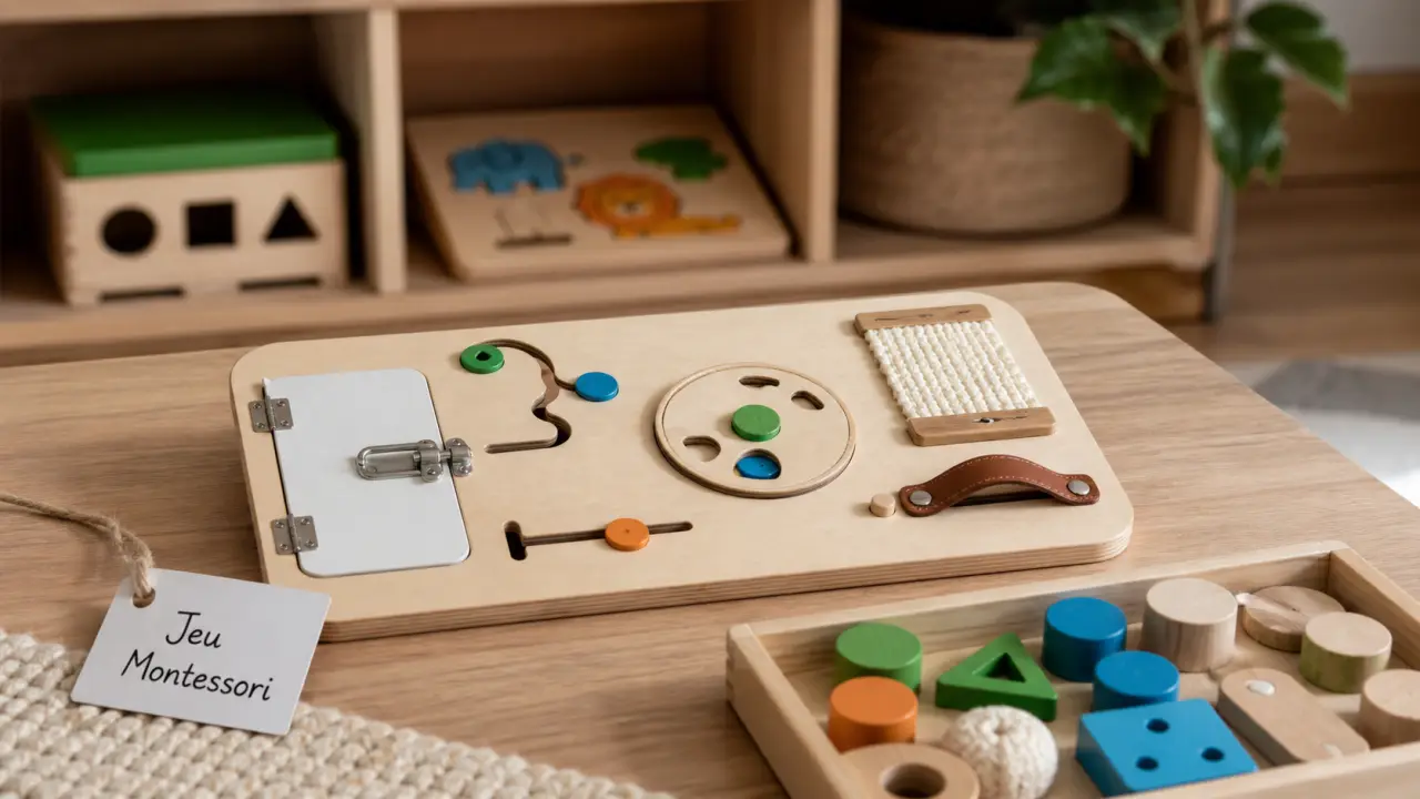 Jeux en bois Montessori : âge, sécurité, qualité, busy board en bois