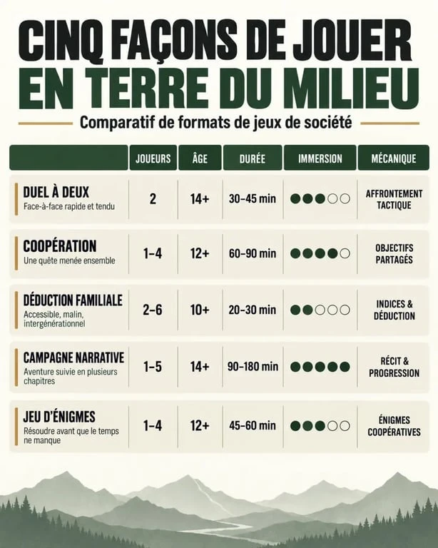 Jeu de société Le Seigneur des Anneaux : comparaison des formats et mécaniques